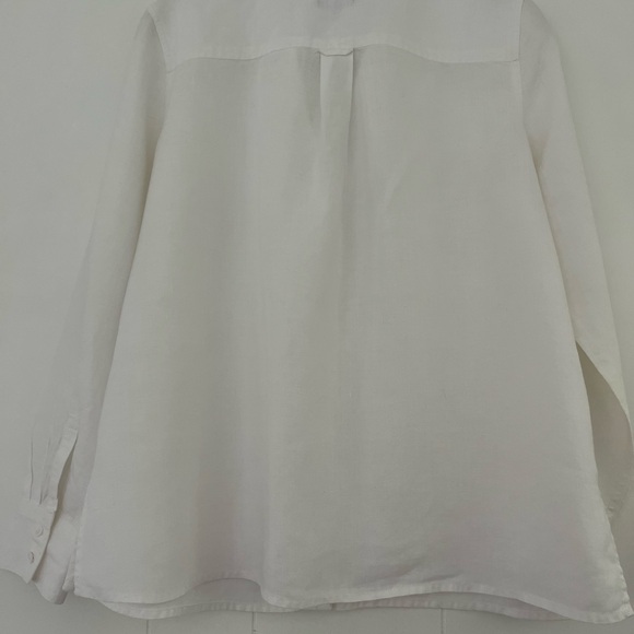 Talbots Petites 100% Pure Irish Linen White Blouse Top Buttondown Size 10p - Picture 8 of 16
